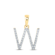  10k Yellow Gold Womens Round Diamond W Initial Letter Pendant 1/8 Cttw