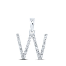  10k White Gold Womens Round Diamond W Initial Letter Pendant 1/8 Cttw