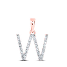  10k Rose Gold Womens Round Diamond W Initial Letter Pendant 1/8 Cttw