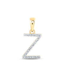  10k Yellow Gold Womens Round Diamond Z Initial Letter Pendant 1/10 Cttw