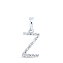  10k White Gold Womens Round Diamond Z Initial Letter Pendant 1/10 Cttw