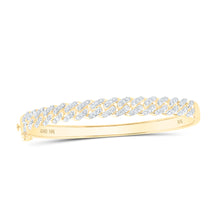  10k Yellow Gold Womens Round Diamond Miami Cuban Bangle Bracelet 1-5/8 Cttw