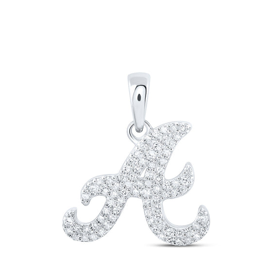 10k White Gold Womens Round Diamond A Initial Letter Pendant 1/6 Cttw