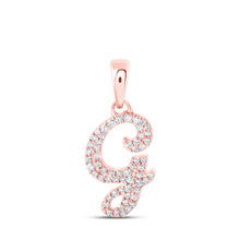  10k Rose Gold Womens Round Diamond G Initial Letter Pendant 1/6 Cttw