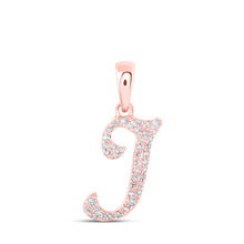 10k Rose Gold Womens Round Diamond I Initial Letter Pendant 1/8 Cttw