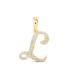  10k Yellow Gold Womens Round Diamond L Initial Letter Pendant 1/8 Cttw
