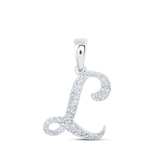  10k White Gold Womens Round Diamond L Initial Letter Pendant 1/8 Cttw