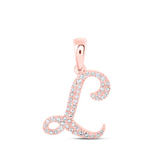  10k Rose Gold Womens Round Diamond L Initial Letter Pendant 1/8 Cttw