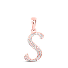  10k Rose Gold Womens Round Diamond S Initial Letter Pendant 1/10 Cttw