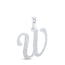  10k White Gold Womens Round Diamond W Initial Letter Pendant 1/5 Cttw