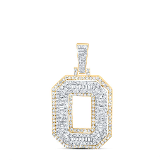 10k Yellow Gold Mens Baguette Diamond O Initial Letter Charm Pendant 5/8 Cttw