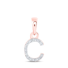  10k Rose Gold Womens Round Diamond C Initial Letter Pendant .03 Cttw