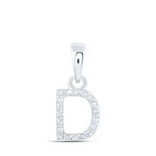  10k White Gold Womens Round Diamond D Initial Letter Pendant 1/20 Cttw