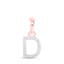  10k Rose Gold Womens Round Diamond D Initial Letter Pendant 1/20 Cttw