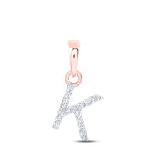  10k Rose Gold Womens Round Diamond K Initial Letter Pendant .03 Cttw