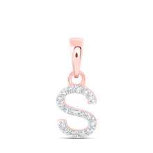  10k Rose Gold Womens Round Diamond S Initial Letter Pendant 1/20 Cttw
