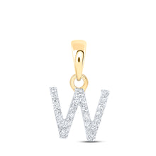 10k Yellow Gold Womens Round Diamond W Initial Letter Pendant 1/20 Cttw