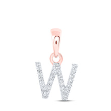  10k Rose Gold Womens Round Diamond W Initial Letter Pendant 1/20 Cttw