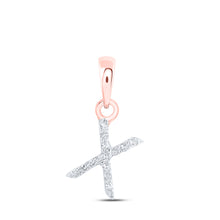  10k Rose Gold Womens Round Diamond X Initial Letter Pendant .03 Cttw