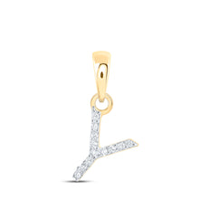  10k Yellow Gold Womens Round Diamond Y Initial Letter Pendant .03 Cttw