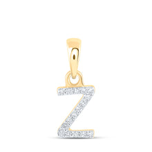  10k Yellow Gold Womens Round Diamond Z Initial Letter Pendant .03 Cttw