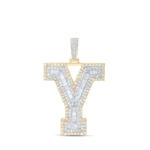  10k Yellow Gold Mens Baguette Diamond Y Initial Letter Charm Pendant 6 Cttw