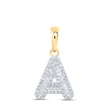  10k Yellow Gold Womens Baguette Diamond A Initial Letter Pendant 1/3 Cttw
