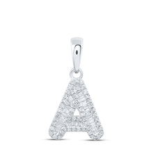  10k White Gold Womens Baguette Diamond A Initial Letter Pendant 1/3 Cttw
