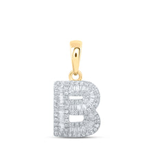  10k Yellow Gold Womens Baguette Diamond B Initial Letter Pendant 3/8 Cttw