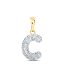  10k Yellow Gold Womens Baguette Diamond C Initial Letter Pendant 1/4 Cttw