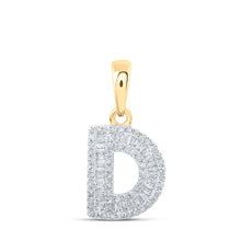  10k Yellow Gold Womens Baguette Diamond D Initial Letter Pendant 1/3 Cttw