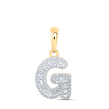  10k Yellow Gold Womens Baguette Diamond G Initial Letter Pendant 3/8 Cttw