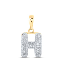  10k Yellow Gold Womens Baguette Diamond H Initial Letter Pendant 1/3 Cttw