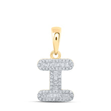  10k Yellow Gold Womens Baguette Diamond I Initial Letter Pendant 1/3 Cttw
