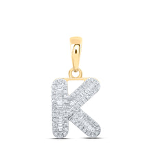  10k Yellow Gold Womens Baguette Diamond K Initial Letter Pendant 1/3 Cttw