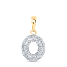  10k Yellow Gold Womens Baguette Diamond O Initial Letter Pendant 1/3 Cttw