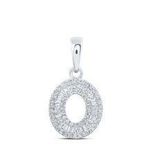  10k White Gold Womens Baguette Diamond O Initial Letter Pendant 1/3 Cttw