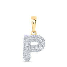  10k Yellow Gold Womens Baguette Diamond P Initial Letter Pendant 1/3 Cttw