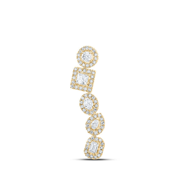 10k Yellow Gold Womens Multi-shape Diamond Journey Pendant 3/4 Cttw
