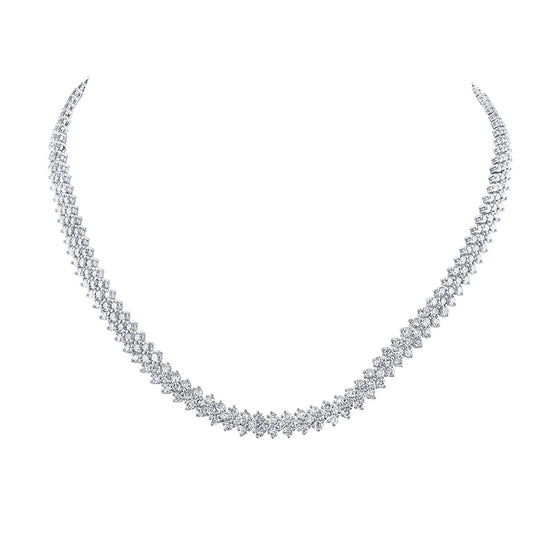 14k White Gold Womens Round Diamond 18-inch Fashion Necklace 19-3/4 Cttw