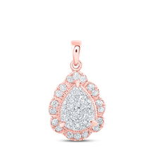  10k Rose Gold Womens Round Diamond Teardrop Pendant 1/3 Cttw