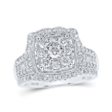  10k White Gold Round Diamond Square Bridal Wedding Ring Band Set 1-1/2 Cttw