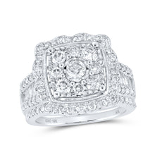  10k White Gold Round Diamond Cluster Bridal Wedding Ring Band Set 2 Cttw