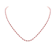  14k Rose Gold Womens Round Ruby Diamond Tennis Necklace 5-5/8 Cttw