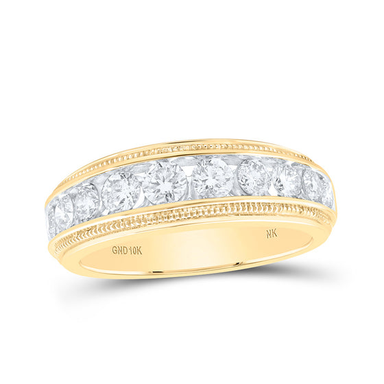 10k Yellow Gold Mens Round Diamond Band Ring 1-1/2 Cttw