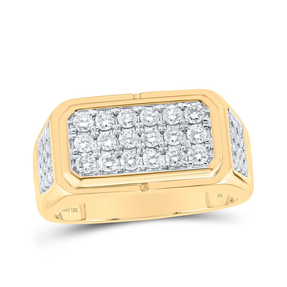 10k Yellow Gold Mens Round Diamond Band Ring 1 Cttw