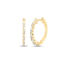  14k Yellow Gold Womens Round Diamond Hoop Earrings 1/3 Cttw