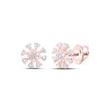  14k Rose Gold Womens Round Diamond Cluster Earrings 1/3 Cttw