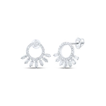  10k White Gold Womens Round Diamond Outline Circle Earrings 1/2 Cttw