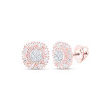  10k Rose Gold Womens Round Diamond Halo Earrings 3/4 Cttw